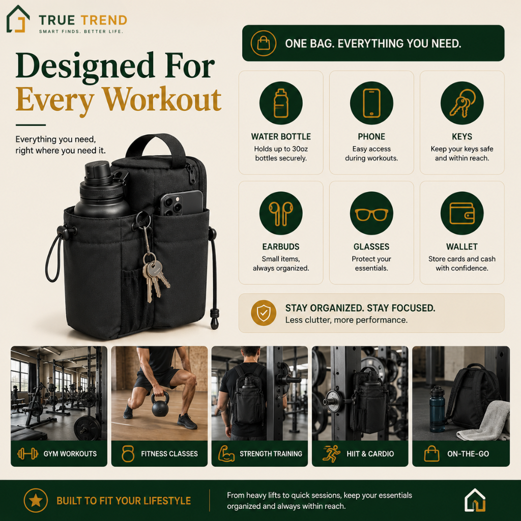 TrueTrend™ Magnetic Gym Storage Bag – Tangle-Free Organization for Water Bottles & Essentials 🎒✨