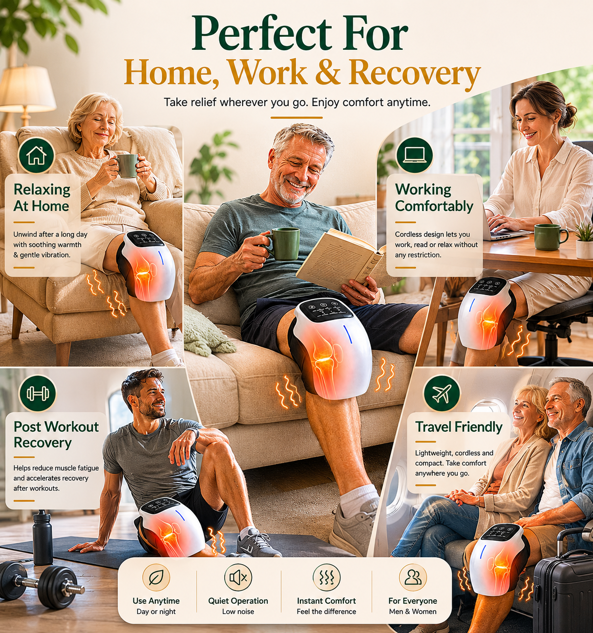 TrueTrend™ Cordless Knee Massager with Soothing Heat & Vibration Therapy