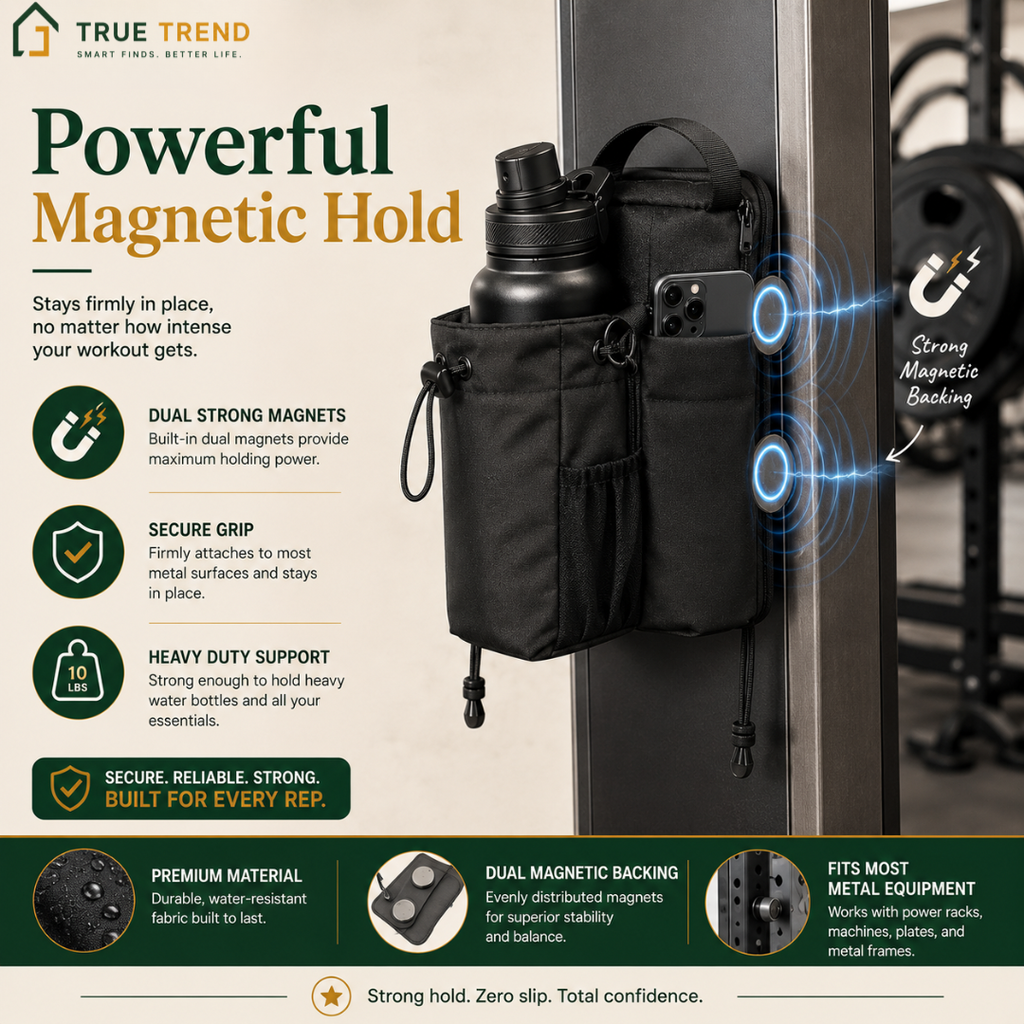 TrueTrend™ Magnetic Gym Storage Bag – Tangle-Free Organization for Water Bottles & Essentials 🎒✨