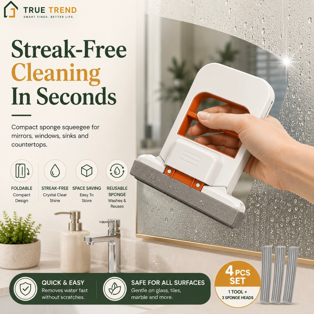 TrueTrend™ Mini Self-Wringing Sponge Mop – Portable Streak-Free Cleaning Tool