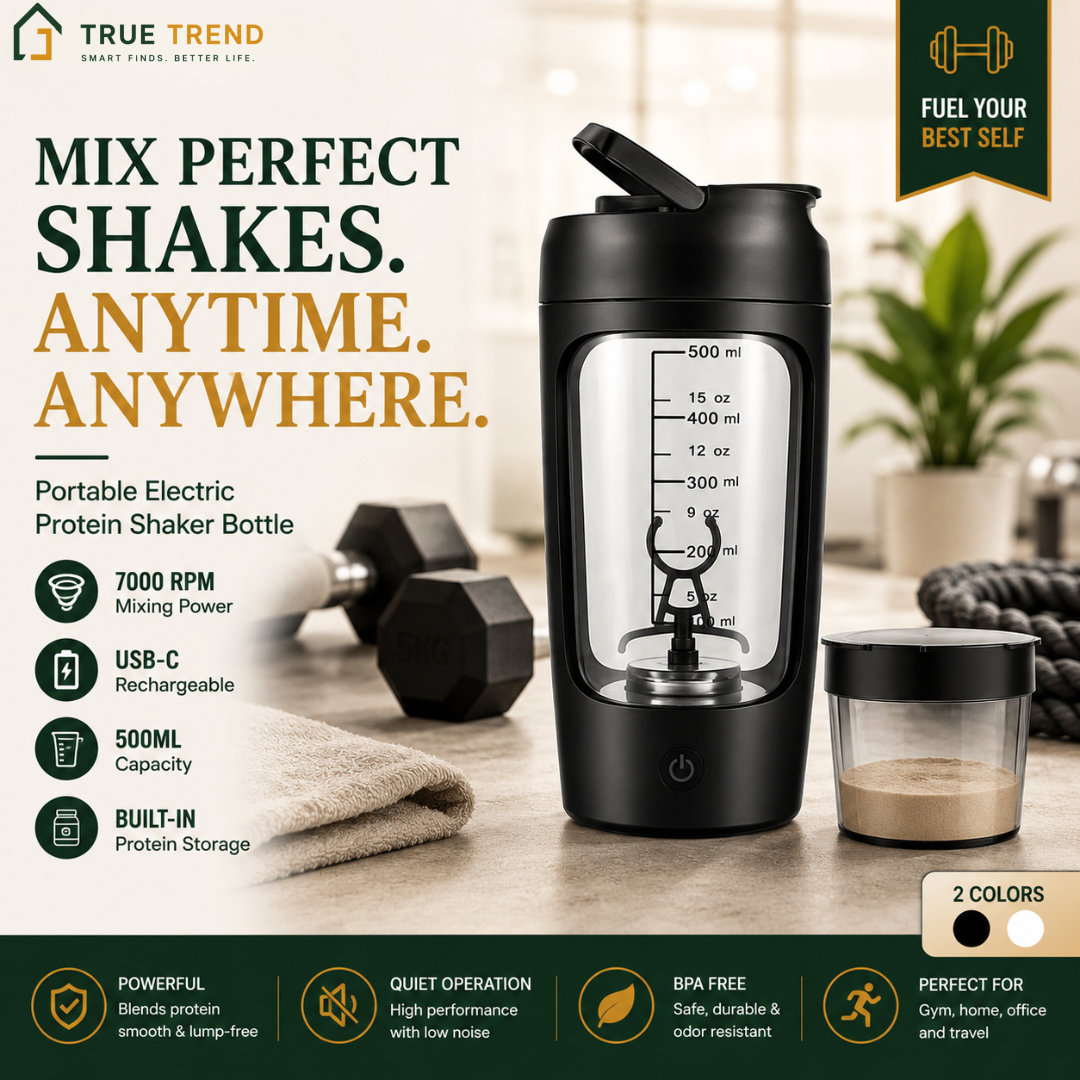 TrueTrend™ Portable Electric Protein Shaker Bottle – 500ml USB-C Rechargeable Vortex Mixer 🌪️💪