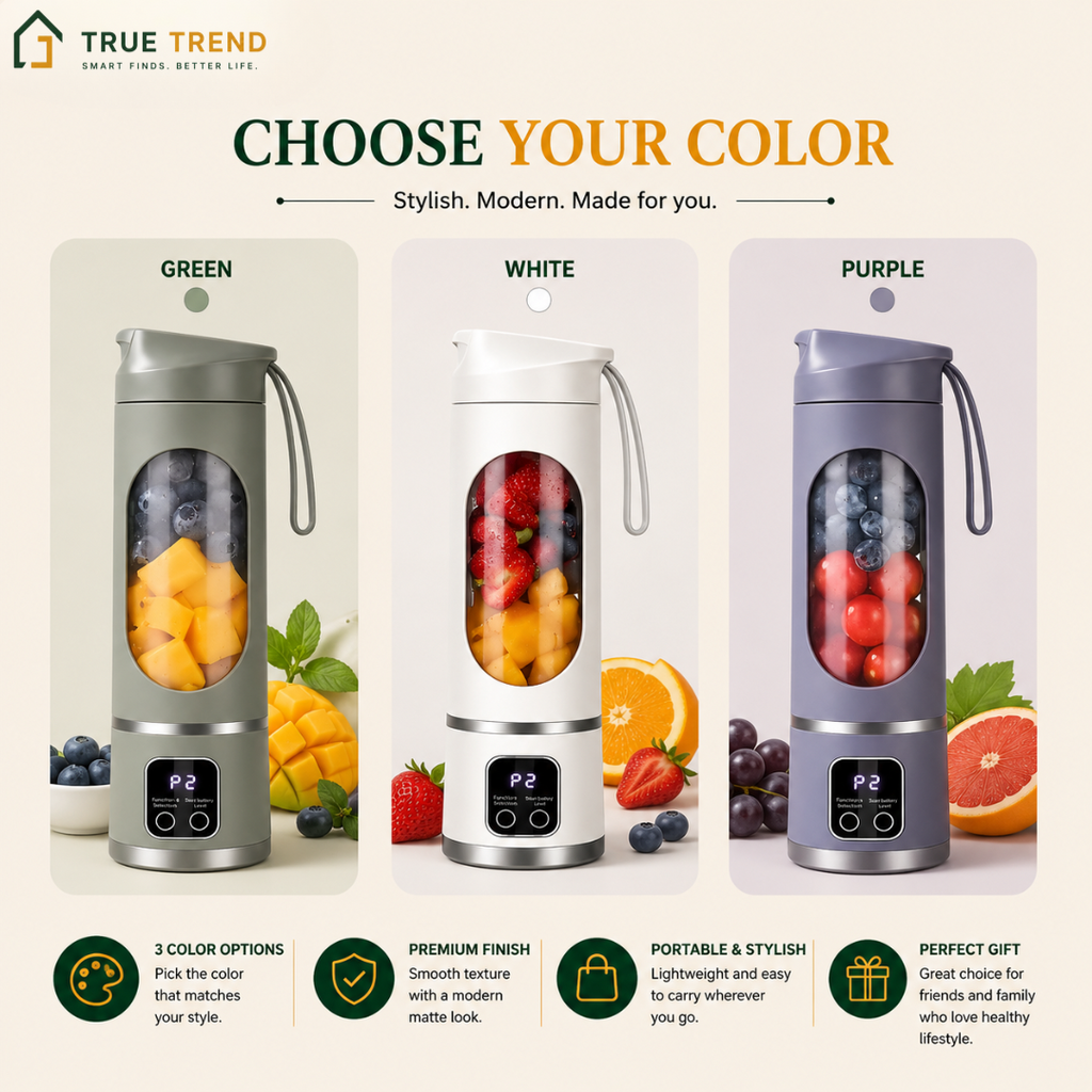 TrueTrend™ Portable Rechargeable Blender – 450ml Personal Smoothie Maker for Home, Office & Travel 🥤✨