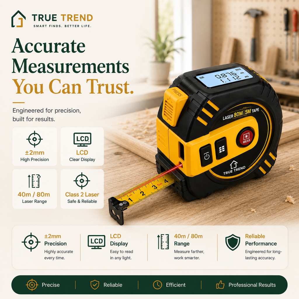 True Trend™ 2-in-1 Digital Laser Tape Measure