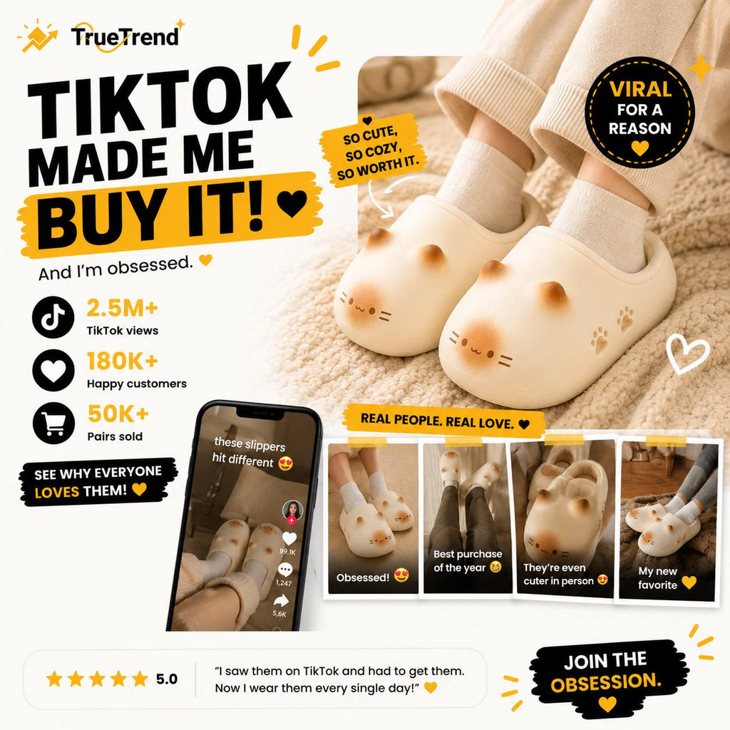 TrueTrend - Cat Paw Print Slippers